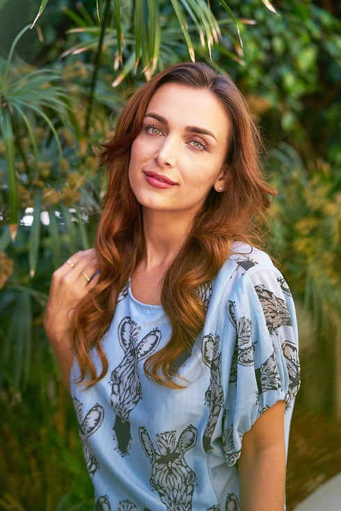 Blue Zebra Lace Top